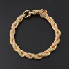 8mm Trendy Mens Bling Chains Gold Plated Bling CZ Stone Twisted Rope Chain Necklace Bracelet for Men Women Hip Hop Chains