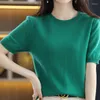 Women's T Shirts Woman's Sweaters O-Neck Short Sleeve Late Spring Female Pullover Shirt Wool Knitted Top Basic Jumper T-Shirt Slothes Bl