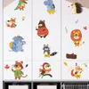 Autocollants muraux forêt Animal fête autocollant pour enfants chambres chambre décorations papier peint Mural maison Art décalcomanies dessin animé combinaison