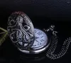 Pocket Watches 20st Free Ship Octopus Hollow Half Quartz Watch Steampunk Black med halsbandskedjan gåva för barn