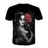 Heren t shirts horror t-shirt leuk 3D shirt schedel o-hals zwarte tops zomer mode korte mouw punkstijl streetwear