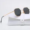 Güneş Gözlüğü Kare Poligon Kadın Tasarımcı Vintage Klasik Retro Metal Sekizgen Çerçeve Güneş Gözlükleri Bayanlar Gözlük