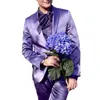 Men's Suits Purple Satin Men Jacket Slim Fit 2 Piece/Fashion Blazer For Wedding Groom Set/Costume Homme Tailor-Made Coat Pants Outfit