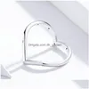 Cluster Rings Anomokay 100 925 Sterling Sier Heart for Women White CZ Minimalist Simple Finger Ring Wedding Engagement Smycken Drop D DHCDQ