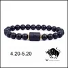 Brins de perles 12 Constellations Strand Bracelets Bracelet en perles de verre noir naturel Signe astrologique Constellation Horoscope Couple Frien Dhilm