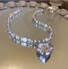 Fashion Heart Crystal Choker Halsband för kvinnor Bollkedjans halsband uttalande smycken