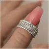 Cluster Rings Original 925 стерлинговой бриллиантовой кольцо кольца роскошные коктейль свадебный натуральный белый сапфир драгоценный камень для женщин ювелирные изделия dhxgl