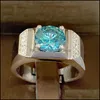 Mit Seitensteinen Mode luxuriöse domineerische Nachahmung Moissanit Diamond Hearts und Pfeile Blaugrüner Zirkonring geeignet für Weddi DH29O