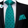 Bow Ties Men Green Silk Dots Neck Tie Paisley Hand Pocket Cufflink Set Floral For Suit Wedding Hi-Tie C-3211 Dropshoppingbow