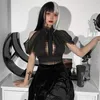 Kobiety dla kobiet helisopus estetyczna bajka bajerka kamizelki Top Lace Mesh Patchwork fajne ramię sexy pusta tee harajuku