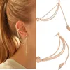 Dos boucles d'oreilles 1 pièces mode feuille de métal unique gland manchettes oreille Clip manchette bijoux pour femmes et filles sur les oreilles