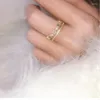 Anillos de racimo Tamaño 6-10 Joyería de lujo Plata de ley 925 Relleno de oro Princesa Corte Blanco Claro 5A Cubic Zirconia Eternity Mujeres Boda