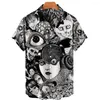 Camisas casuales para hombres 2023 Estilo de verano Personalidad Impresión 3D Patrón de terror Camisa de diseñador de moda hawaiana para hombres