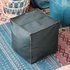 Pillow Moroccan PU Leather Pouf Simple Sofa Ottoman Footstool Large Square 45 45cm Artificial Unstuffed