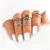 Bandringen mode -sieraden oude sier knokkel ring set uil kroon liefde hart midi 6pcs/set drop levering dhfhd