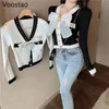 Maglioni da donna Primavera Autunno Dolce stile Lolita Pullover lavorato a maglia Donna francese Elegante scollo a V Bowknot Diamond Girly Kawaii Fairy Tops