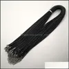 Łańcuchy czarny 2mm woskowy lina homar naszyjnik smycz biżuteria sznur