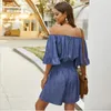 Women's Jumpsuits & Rompers Off Shoulder Boho Style Playsuit Women Short Sleeve Elegant Sexy Beach Holiday Overalls Club Bodysuit CL172