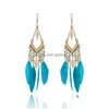 Dangle Lustre Bohème Bijoux De Mode Pour Les Femmes Ornements Boucles D'oreilles À La Main Perlé Colorf Plume Drop Delivery Dhy7Y