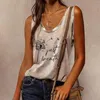 Women's Tanks Fashion Woman O-Neck Sleeveless T-Shirt Summer Print Loose Blouse Tops