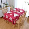 Table Cloth Christmas Red Snow Dining Cover Rectangle Round Tablecloths Desktop For Restaurant Household Decoration