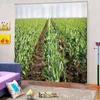 Vorhang Vorhänge Mais Sämlinge Grüne Landschaft Landschaft 3D für Wohnzimmer Schlafzimmer Polyester Stoff Sonnenschirm Blakcout Indoor Sets