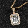 Pendant Necklaces 18K Gold Filled Zircon Necklace Emerald Square Black Gemstone Red Pink Stone Birthstone Gift For Him/Herpendant Dr Otrlc