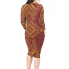 Vestidos casuais Havaí Luxo tribal para festa de manga longa Midi Elegant Evening 2023 Ladies Beach Bodycon Dress 4xl