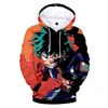 Herrtröjor min hjälte akademia3d digital färg tryckt hoodie anime herr kläder tjock