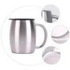 Mugs 1Pc Durable Stainless Steel Beer Mug Coffee Cup With Lid Silver