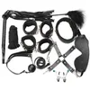 Schoonheidsartikelen SM Sexy-Toys PU Leather Bondage Restraint Kits Sexy speelgoed voor vrouwen Women Wen Paren volwassenen Games polsen Enkle Cuffs Whip Nipple Clip