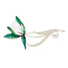 Broche de luxe Imitation perle Magnolia pour femmes, incrustée de Zircon émail fleur, broche de costume manteau, bijoux à la mode cadeau