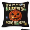 Kissenbezug Halloween Led Castle Kürbis Gewürz Leuchtendes Zuhause Sofa Dekorativer Überwurf 45 x 45 cm Drop Lieferung Gartentextilien Bettwäsche Supp DHRW8