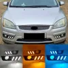 1 مجموعة DRL لـ Ford Focus 2005 2006 LED LED أثناء النهار تشغيل مصباح الضباب ضوء النهار مع إشارة الدوران الأصفر