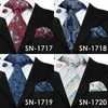 Bow Ties SN-1592 Hi-Tie Design Blue Neck Tie Hanky Cufflinks Set High Quality Handmade Silk Gravatas For Mens Business Wedding Party