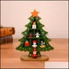 Decoraciones navideñas Árbol Decoración de escritorio Diy Madera Rojo Verde Diseño de Navidad Dibujos animados Santa Muñeco de nieve Motivo Decoración de mesa Entrega de gota Dhvdy