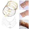 Bracelets de link Conjunto de cadeia bohemia 5pcs/conjuntos Love Moon for Women Women Star Gold Star Cryol Crystal Stone Letra Corda Acessórios de jóias