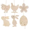 Outros suprimentos de festa festiva 10pcs/lote de madeira pingente de pingente de madeira coelho de coelho pendurado ornamento diy artesanato decoração home goton del dha9o