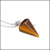 Konst och hantverk Naturliga kristallhängare kvarts ädelsten Hexagonal Pointed Reiki Chakra Halsband Pendant Amet Pendum Drop Delivery H Otj4p