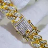 Link Bracelets Chain Drop 12mm Hip Hop Iced Bracelet Double-safety-clasps 18k Gold Plated Out Zircon Diamond Cuban For MenLink LinkLink