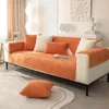 Stoelbedekkingen Noordse licht Luxe Massieve kleur Pluche Sofa Cover Winter verdikt fluweel niet-slip stofdichte multi-size