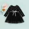 Girl Dresses FOCUSNORM 0-3Y Princess Baby Girls Dress Clothing Long Sleeve Polka Dot Printed Lace Patchwork Bow Tutu Headband