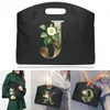 Briefcases Handbag 26 Golden Flower Letter Printed Briefcase Business Travel Work Laptop Bags Office Totes Case Conference Document Bag