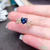 Cluster Rings Valentine Gift 2023 Heart Style Blue Moissanite Ring 925 Silver Lab Diamond Women Wedding Party Love Good