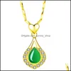 Pendant Necklaces Green Water Drop Necklace Ladies Sexy Clavicle Fashion Jewelry Friends Gift Party Chrysoprase Delivery Pendants Dh2E8