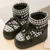 Boots Boots Design Lace-Up Snow 2022 Winter Women Platform Non-slip Hainproof Leather Tki Temale Crity Warm Warm Cotton 221215