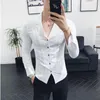 Men's Casual Shirts 2023 Fashion Men Long Sleeve Slim Fit Dress V-neck Streetwear Formal Social NightClub Party Tuxedo Clothing