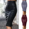 Kjolar kvinnor sexig hög midja rygg slits dragkedja faux läder bodycon midi blyerts kjol lämplig för fest nattklubb semester resor