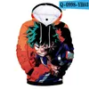 Hoodies masculinos, meu herói academia3d digital colorido capuz estampado Anime mass