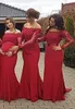 Nieuwe rode bruidsmeisjekleding plus size zwangerschapsfoto uit schouder lange mouwen prom -jurken zwangere formele jurken